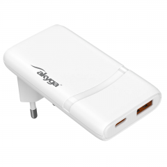 Carregador AK-CH-31 USB-A + USB-C PD 5-20V / max. 3.25A 65W Quick Charge 4+ GaN