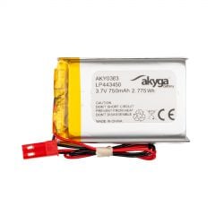 Bateria de polímero de lítio LP443450 Akyga AKY0383 3.7V / 750mAh PCM JST 2-Pin Connector 150mm