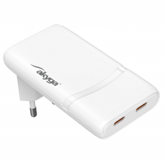 Carregador USB AK-CH-32 2x USB-C PD 5-20V / max. 3.25A 65W Quick Charge 4+ GaN