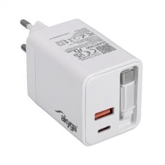Carregador AK-CH-30 USB-A + 2x USB-C PD 5-20V / max. 3.25A 65W Quick Charge 3.0 GaN